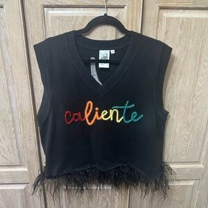 QUEEN OF SPARKLES Black Sleeveless Muscle Tee with Embellished Crop